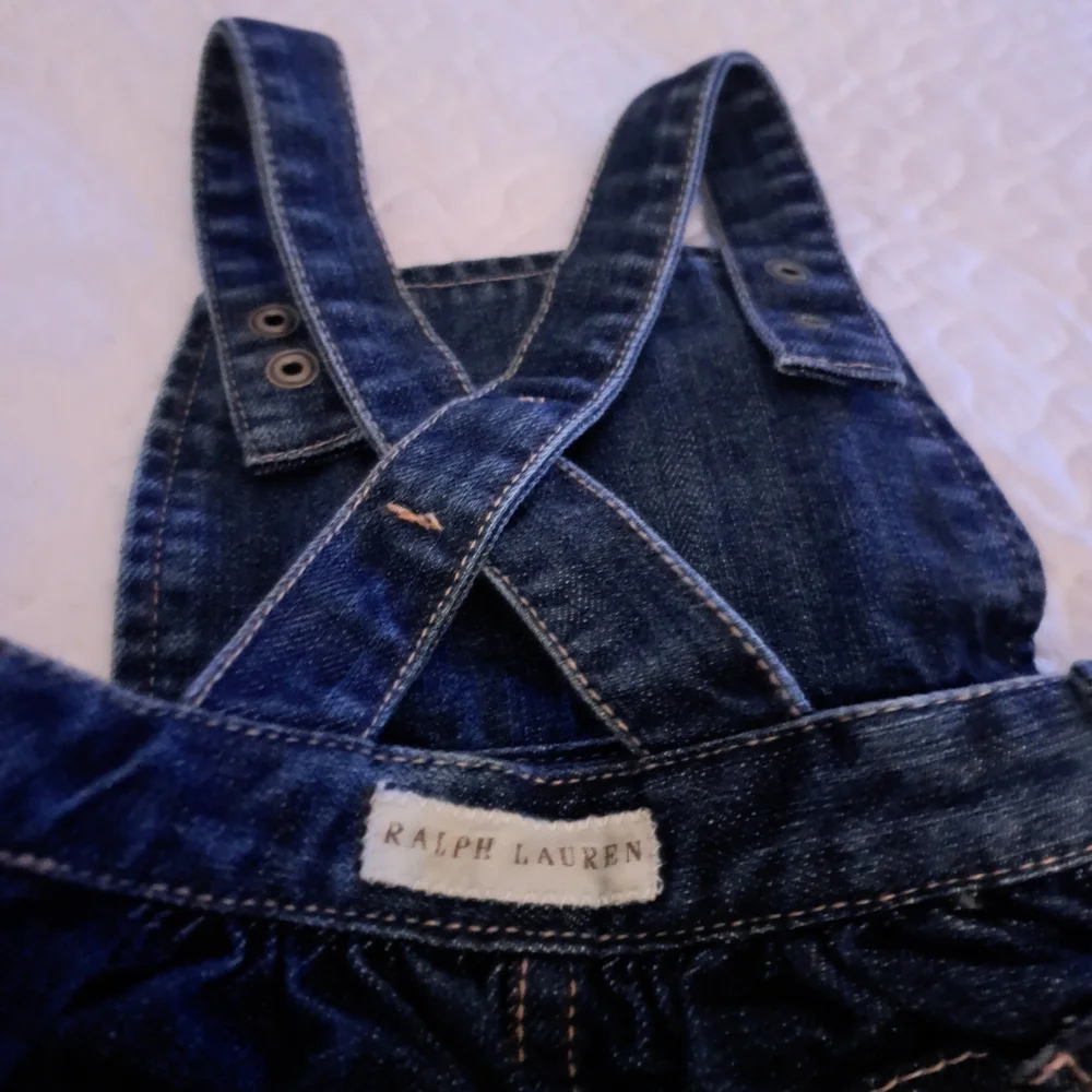 Ralph Lauren Infant Girls Denim‎ Jumper Overall Dress Dark Wash Blue NWT 9M